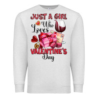 Oatmeal Heather just a girl who loves valentine's day Premium Sweatshirt - OliviaCreatesArt