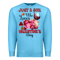 Ocean Blue just a girl who loves valentine's day Premium Sweatshirt - OliviaCreatesArt