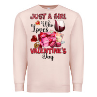Pale Pink just a girl who loves valentine's day Premium Sweatshirt - OliviaCreatesArt