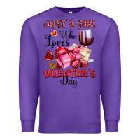 Purple just a girl who loves valentine's day Premium Sweatshirt - OliviaCreatesArt