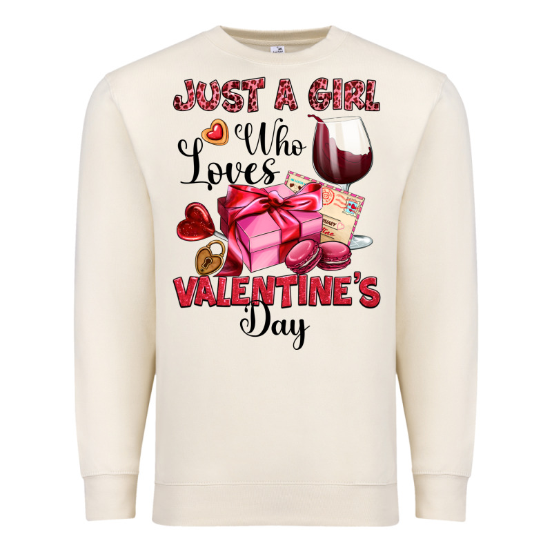 Just A Girl Who Loves Valentine's Day Premium Sweatshirt by OliviaCreatesArt | Teevron