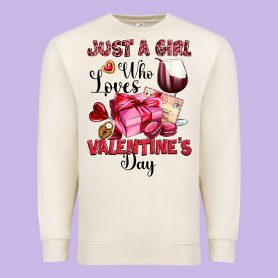 Just A Girl Who Loves Valentine's Day Premium Sweatshirt Designed By Oliviacreatesart