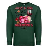 Sports Green just a girl who loves valentine's day Premium Sweatshirt - OliviaCreatesArt
