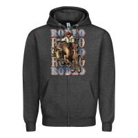 Charcoal Heather Rodeo Cowboy bull western Zipper Hoodie - HowdyJamesFarm