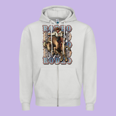Rodeo Cowboy Bull Western Zipper Hoodie Designed By Howdyjamesfarm