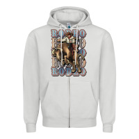 Dove Grey Rodeo Cowboy bull western Zipper Hoodie - HowdyJamesFarm