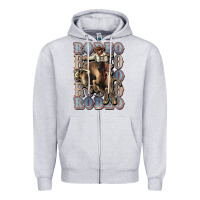 Heather Grey Rodeo Cowboy bull western Zipper Hoodie - HowdyJamesFarm