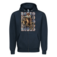 Navy Rodeo Cowboy bull western Zipper Hoodie - HowdyJamesFarm