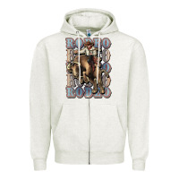 Oatmeal Heather Rodeo Cowboy bull western Zipper Hoodie - HowdyJamesFarm