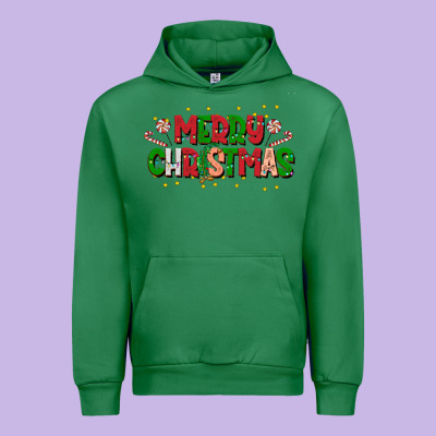 Festive Merry Christmas Greeting Urban Hoodie Designed By Cowhidedigitalart