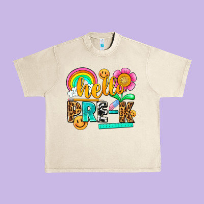 Hello Pre K Urban Heavy Tee Designed By Nancycooperartshop