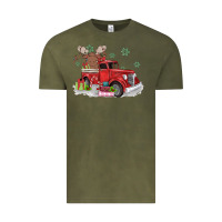 Vintage Olive christmas truck Vintage Tee - MaliasSmallBusiness