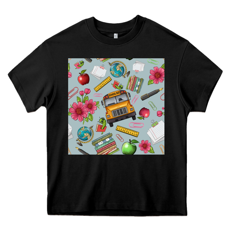 School Bus Back To School Seamless Pattern Heavy Core Tee by BundleAndBundleShop | Teevron