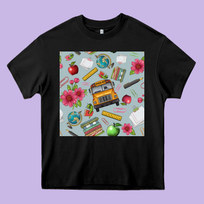 School Bus Back To School Seamless Pattern Heavy Core Tee Designed By Bundleandbundleshop