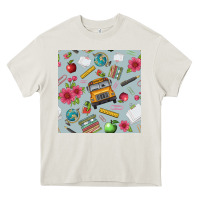 Cream school bus back to school seamless pattern Heavy Core Tee - BundleAndBundleShop