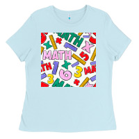 Baby Blue math seamless pattern Ladies Tee - BundleAndBundleShop