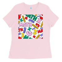 Bubblegum Pink math seamless pattern Ladies Tee - BundleAndBundleShop