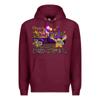 Burgundy Happy Mardi carnival with truck Premium Hoodie - HowdyJamesFarm