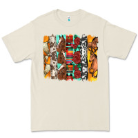 Bone western horses roses and bullskulls wıth cowhide amd serape brushstro Premium Tee - Artiststas