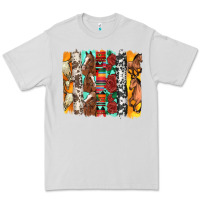 Dove Grey western horses roses and bullskulls wıth cowhide amd serape brushstro Premium Tee - Artiststas