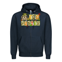 Navy Egg hunter with camouflage plate letters Easter Zipper Hoodie - HowdyJamesFarm