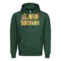 Sports Green Egg hunter with camouflage plate letters Easter Zipper Hoodie - HowdyJamesFarm