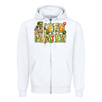 White Egg hunter with camouflage plate letters Easter Zipper Hoodie - HowdyJamesFarm