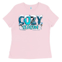 Bubblegum Pink cozy season with snowman ado Ladies Tee - AdoDesignShop
