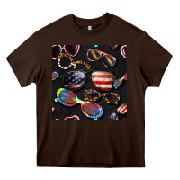 Chocolate Brown 4th of july glasses  seamless pattern Heavy Core Tee - BundleAndBundleShop