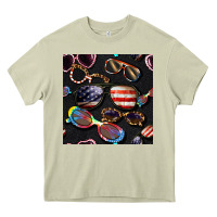 Mossy 4th of july glasses  seamless pattern Heavy Core Tee - BundleAndBundleShop