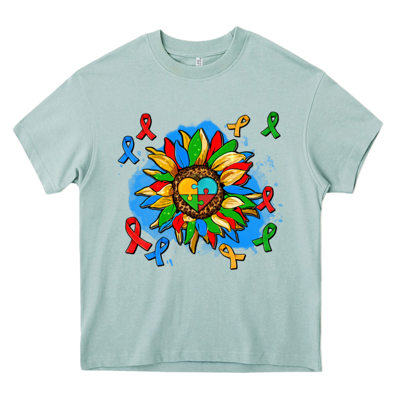 Autism Sunflower Ribbon Heavy Core Tee by AdoDesignShop | Teevron