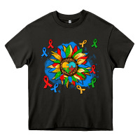 Asphalt autism sunflower ribbon Heavy Core Tee - AdoDesignShop