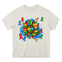 Cream autism sunflower ribbon Heavy Core Tee - AdoDesignShop