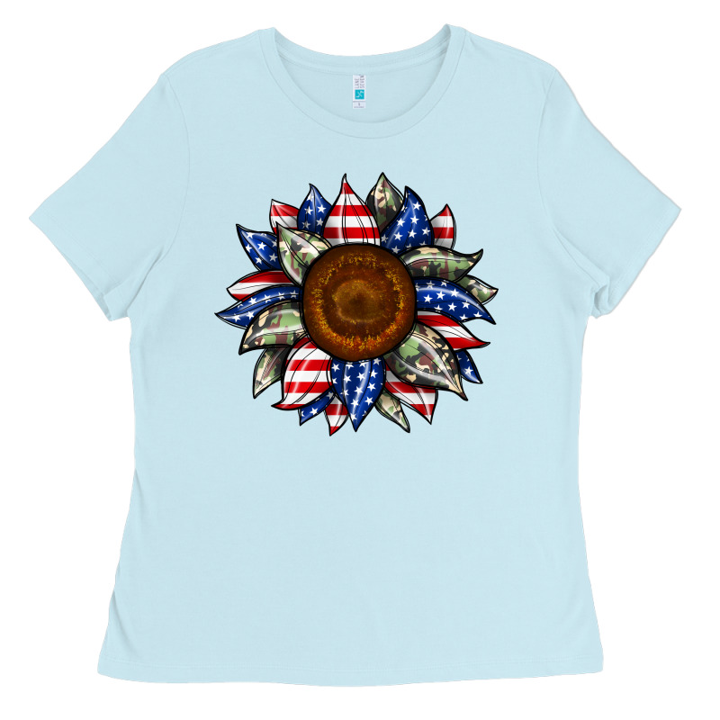 Sunflower American Flag Ladies Tee by JahusDesignShop | Teevron