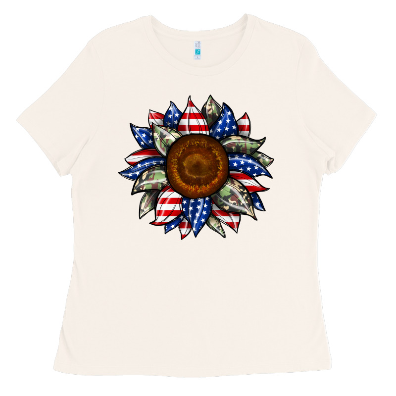Sunflower American Flag Ladies Tee by JahusDesignShop | Teevron
