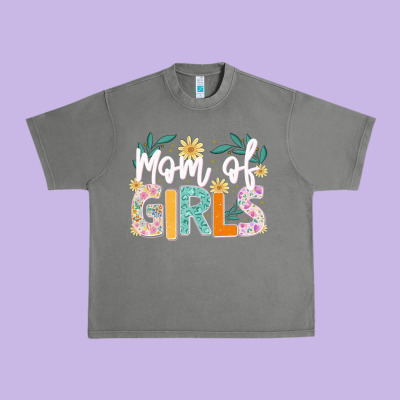 Mom Of Girls Urban Heavy Tee Designed By Jahusdesignshop