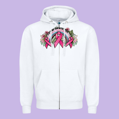 Cancer Ribbon Rainbow Cancer Awareness Zipper Hoodie Designed By Howdyjamesfarm