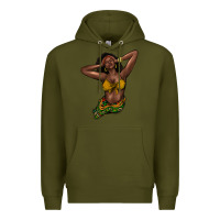 Army Green Black woman Premium Hoodie - HowdyJamesFarm