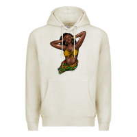 Oatmeal Heather Black woman Premium Hoodie - HowdyJamesFarm