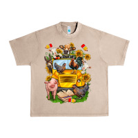 French Oak farm animals with school bus Urban Heavy Tee - NancyCooperArtShop