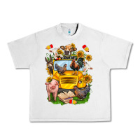 Lunar Rock farm animals with school bus Urban Heavy Tee - NancyCooperArtShop