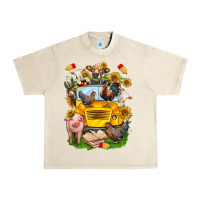 Sandshell farm animals with school bus Urban Heavy Tee - NancyCooperArtShop