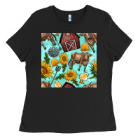 Black farm seamless pattern Ladies Tee - BundleAndBundleShop