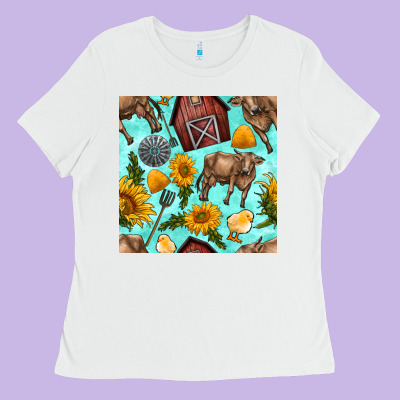 Farm Seamless Pattern Ladies Tee Designed By Bundleandbundleshop