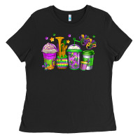 Black mardi gras coffee cups Ladies Tee - Jasminsmagicworld