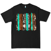 Black western cowhide wood and turquoise glitter brushstrokes Premium Tee - Artiststas