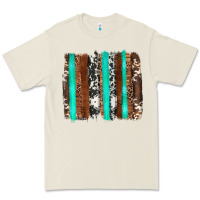Bone western cowhide wood and turquoise glitter brushstrokes Premium Tee - Artiststas