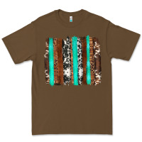 Cacao western cowhide wood and turquoise glitter brushstrokes Premium Tee - Artiststas