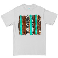 Dove Grey western cowhide wood and turquoise glitter brushstrokes Premium Tee - Artiststas