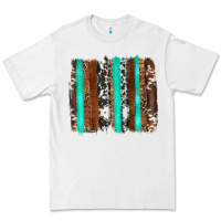 White western cowhide wood and turquoise glitter brushstrokes Premium Tee - Artiststas